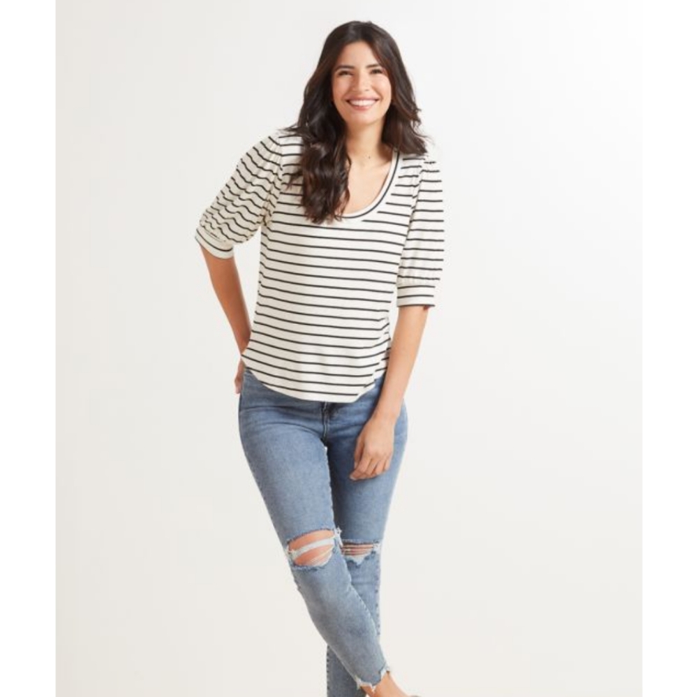 Allison Joy Ellis Rib Puff Sleeve Top